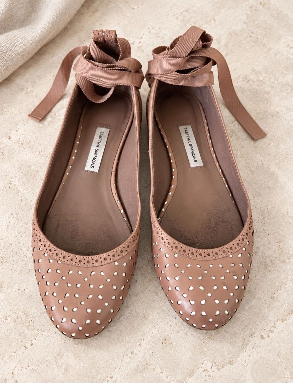 Tabitha Simmons ribbon laser cut  ballet flats, $795 Sz 6/6.5